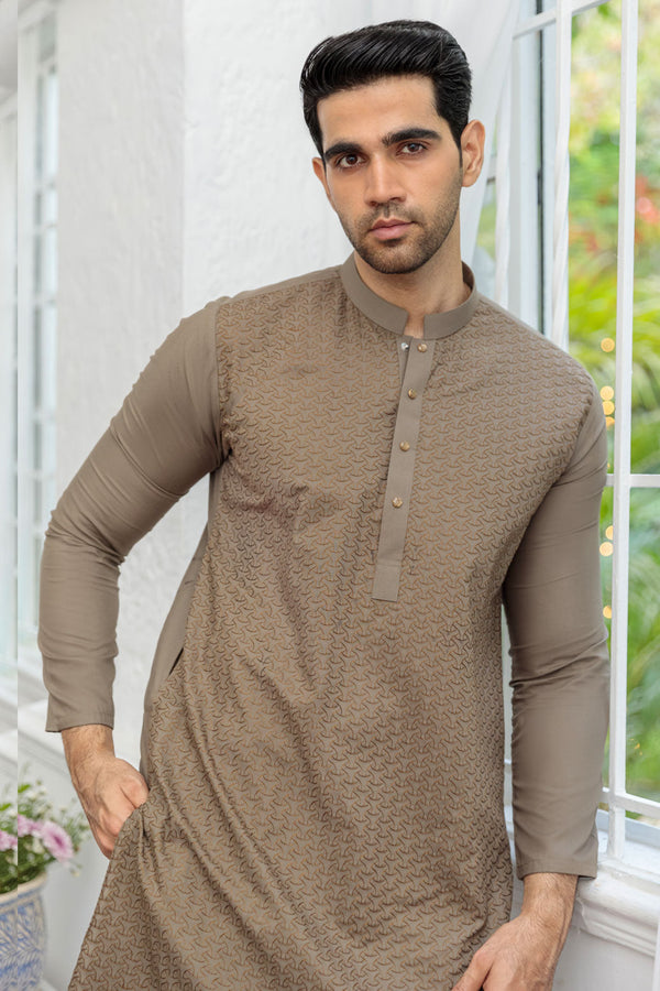 OLIVE-BLENDED-KURTA TROUSER - (KSR24-009)