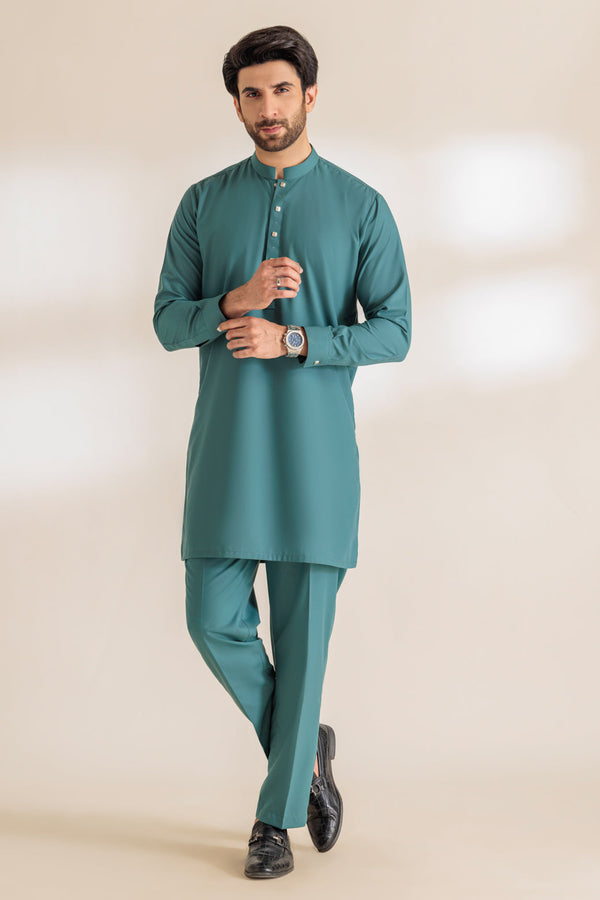 S-GREEN-BLENDED-KURTA TROUSER - (KSR24-013)