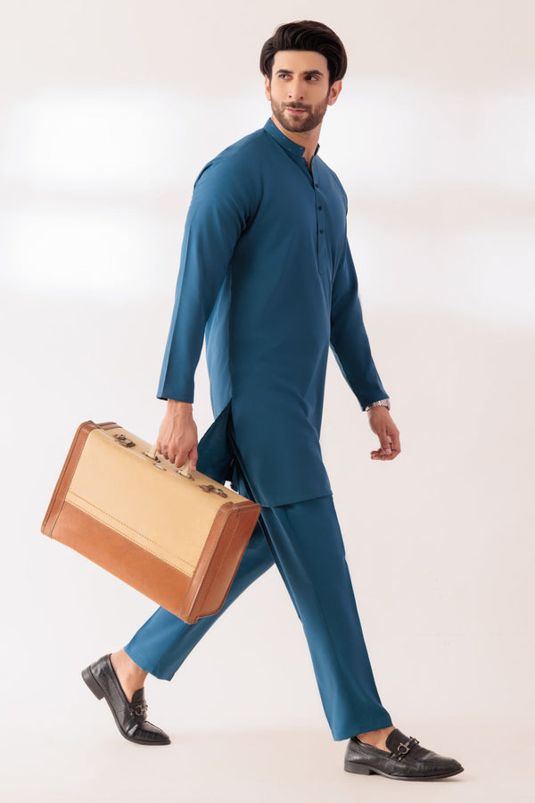 OX-BLUE-BLENDED-KURTA TROUSER - (KSR24-021)