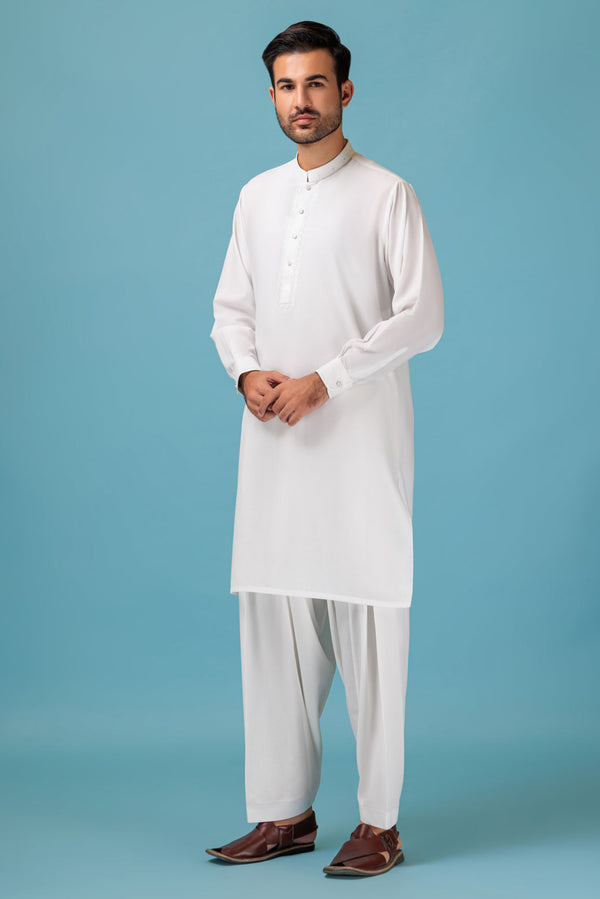 P-WHITE-BLENDED-KURTA SHALWAR - (KSRB23-002)