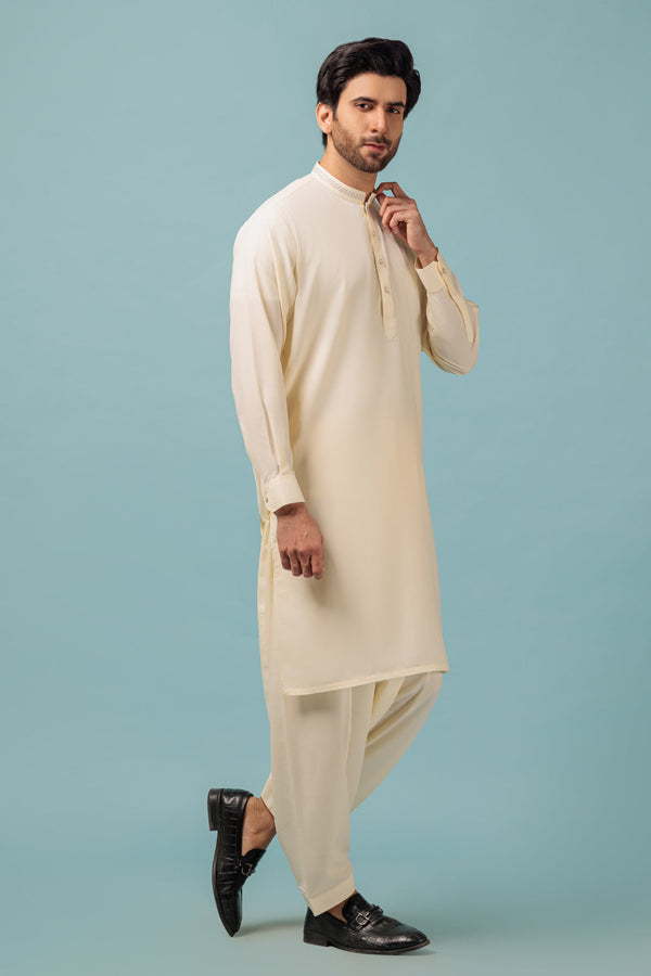 O-WHITE-BLENDED-KURTA SHALWAR - (KSRB23-028)