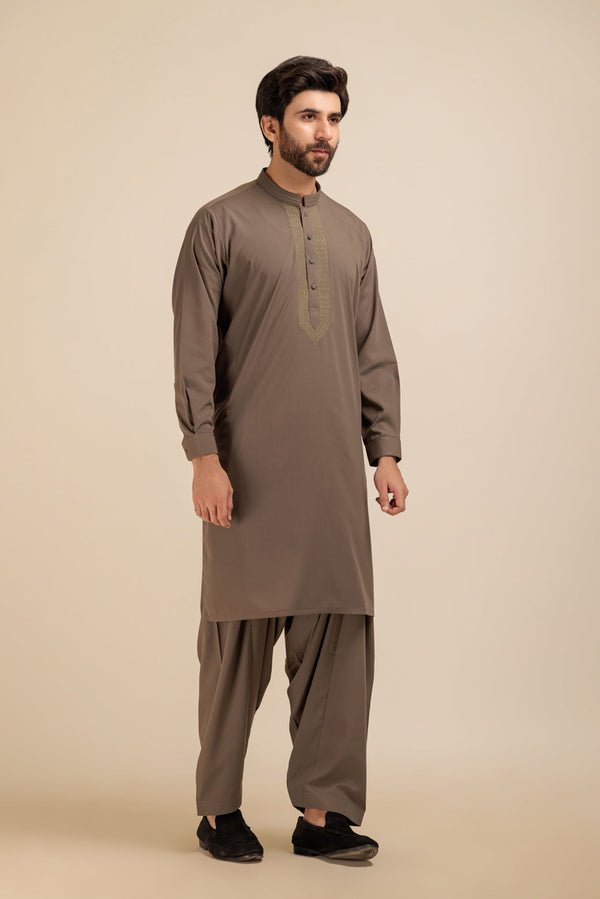 OLIVE-BLENDED-KURTA SHALWAR - (KSRB23-029)