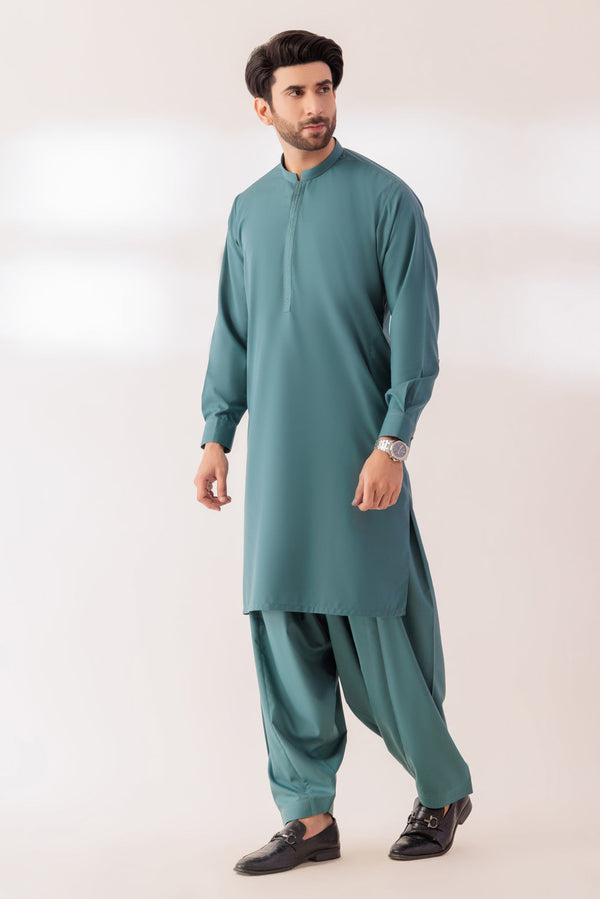 S-GREEN-BLENDED-KURTA SHALWAR - (KSRR24-017)