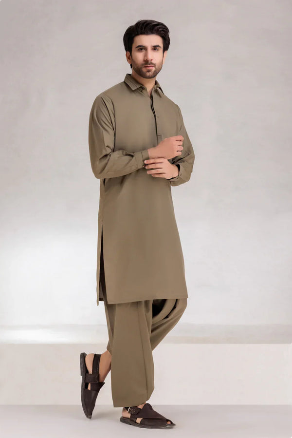 OLIVE-BLENDED-KURTA SHALWAR  (KSRS23-016)