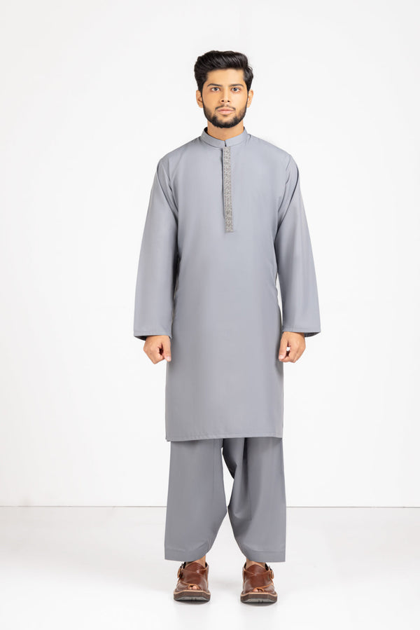 F-GRAY-COTTON-KURTA SHALWAR (KSRS23-024)