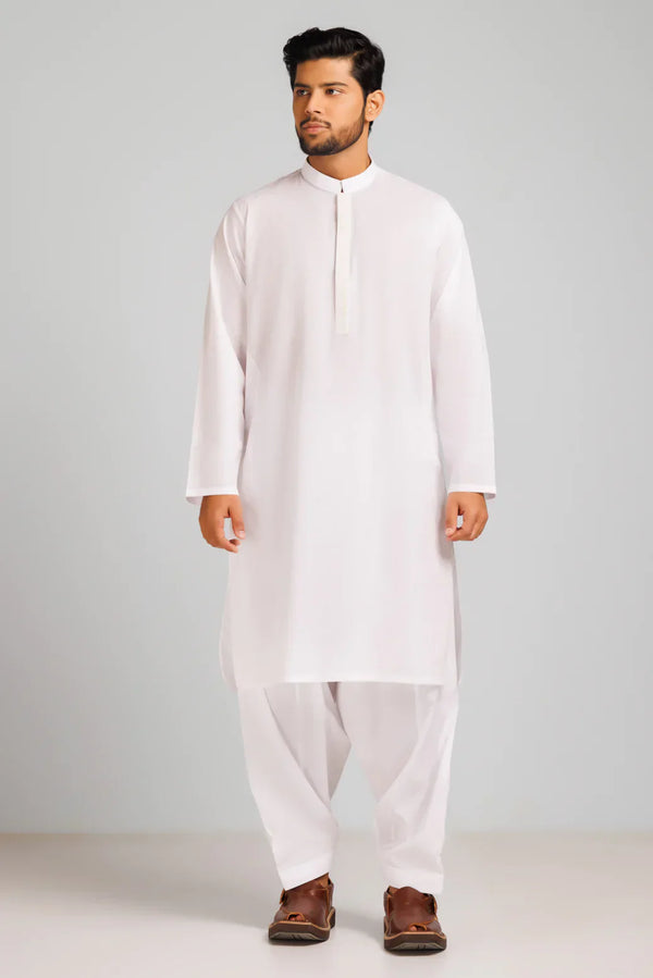 WHITE-COTTON-KURTA SHALWAR (KSRS23-058)