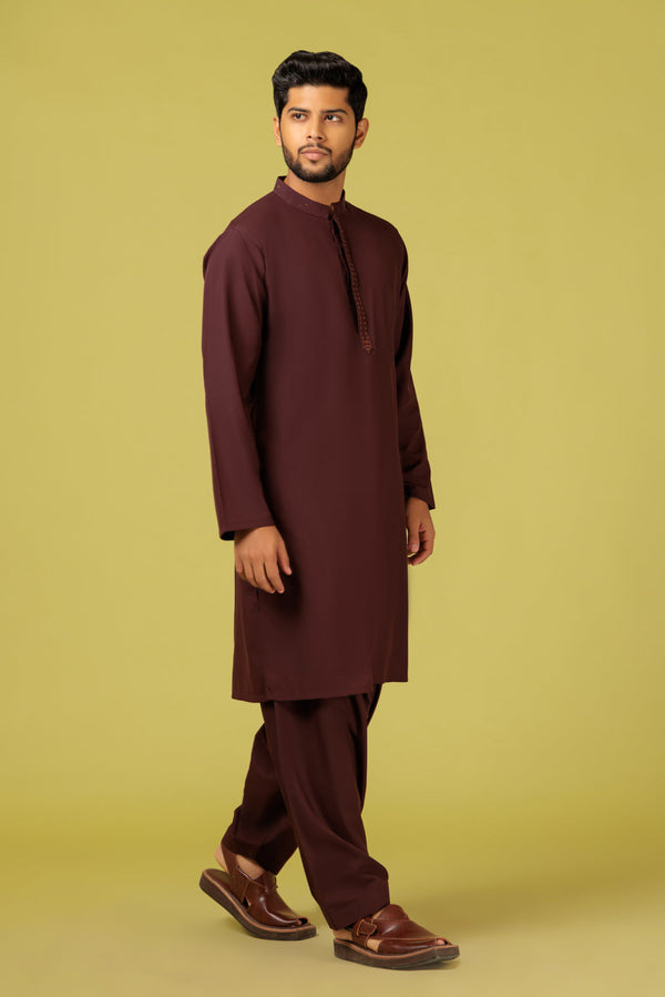 RED WINE-BLENDED-KURTA SHALWAR - (KSRS23-059)