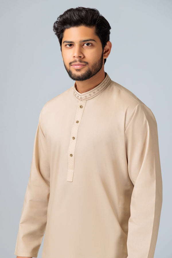 C-BEIGE-COTTON-KURTA SHALWAR (KSRS23-065)