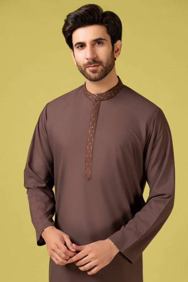 DR-WOOD-BLENDED-KURTA SHALWAR - (KSRS23-094)