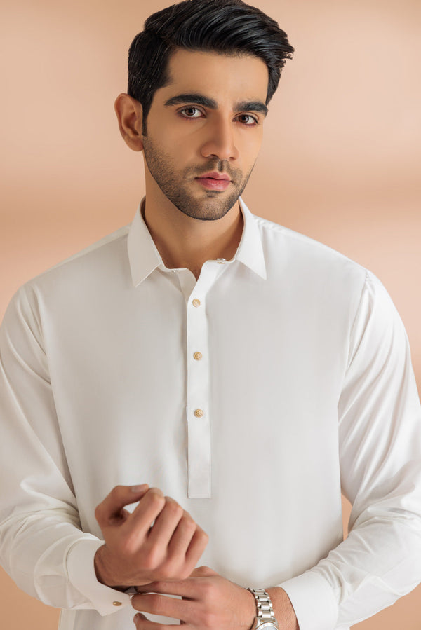 O-WHITE-BLENDED-KURTA SHALWAR - (KSRS24-006)