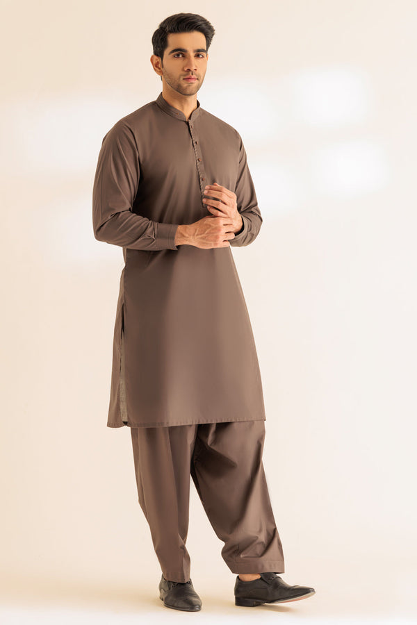 D-OLIVE-BLENDED-KURTA SHALWAR - (KSRS24-021)