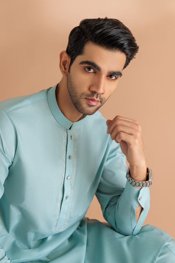 SKY BLUE-COTTON-KURTA SHALWAR - (KSRS24-031)