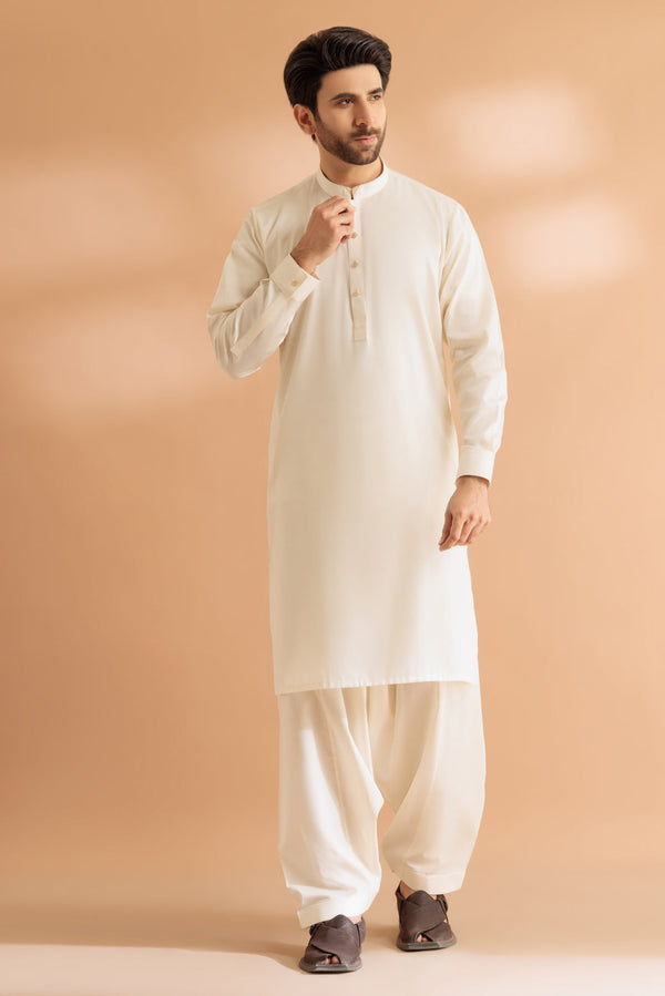 CREAM-COTTON-KURTA SHALWAR - (KSRS24-043)