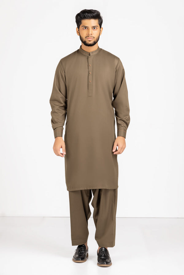 D-OLIVE-BLENDED-KURTA SHALWAR (KSRW22-030)