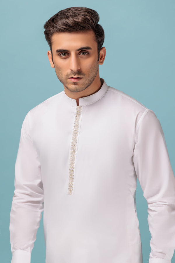 WHITE-COTTON-KURTA SHALWAR - (KSRW23-005)