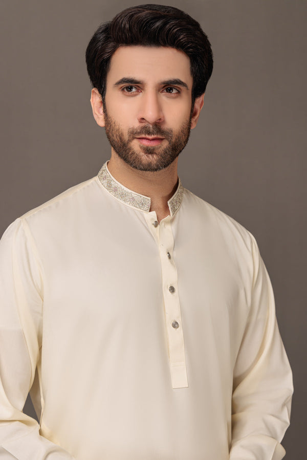 CREAM-BLENDED-KURTA SHALWAR - (KSRW23-041)