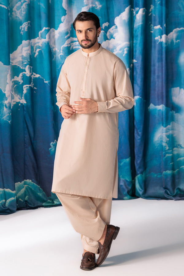 SO-BEIGE-BLENDED-KURTA SHALWAR - (KSRW24-008)