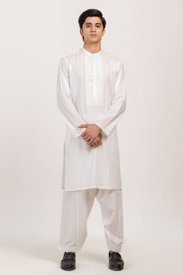 WHITE-BLENDED-KURTA SHALWAR - (KSRW24-029)