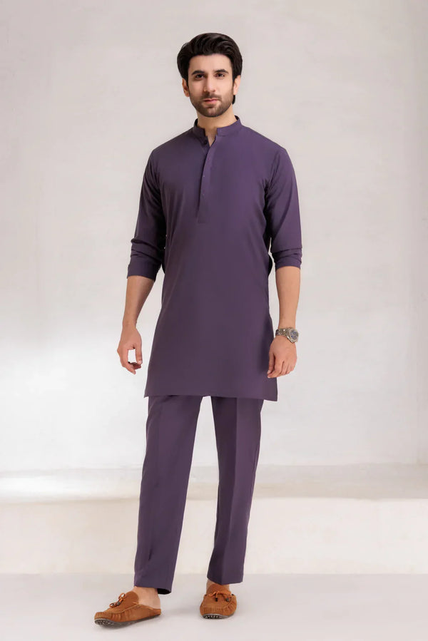 PURPLE-BLENDED-KURTA PAJAMA/TROUSER  (KSS23-003)