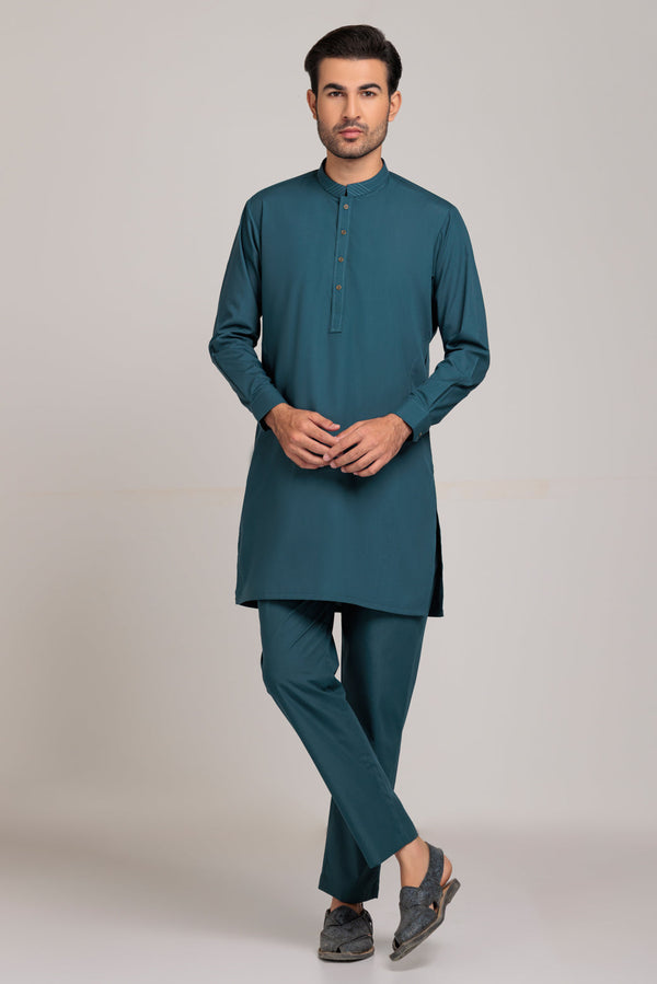 R-GREEN-COTTON-KURTA PAJAMA TROUSER (KSS23-007)