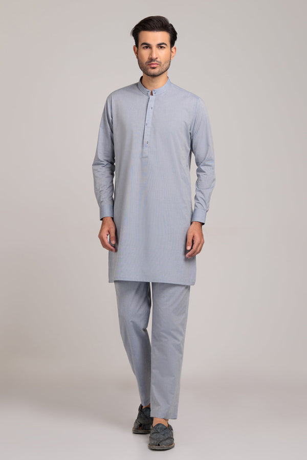 D-BLUE-COTTON-KURTA PAJAMA TROUSER (KSS23-008)