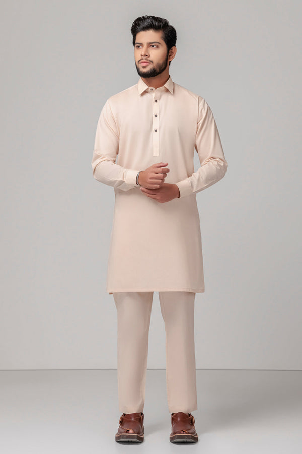 BEIGE-COTTON-KURTA PAJAMA TROUSER (KSS23-010)