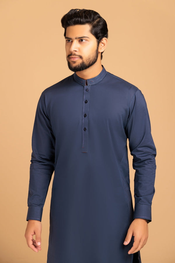 N-BLUE-COTTON-KURTA PAJAMA TROUSER- (KSS23-014)