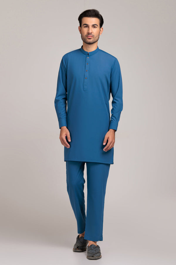 U-BLUE-BLENDED-KURTA PAJAMA TROUSER (KSS23-017)