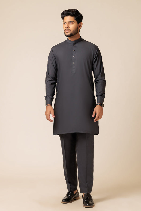 CHARCOAL-BLENDED-KURTA PAJAMA TROUSER - (KSS23-029)