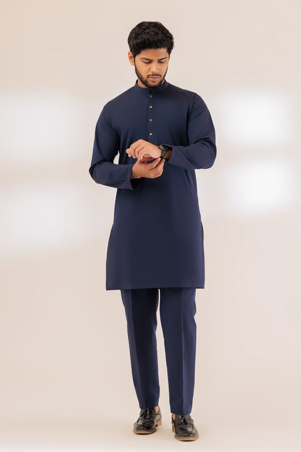 MN-BLUE-BLENDED-KURTA PAJAMA TROUSER - (KSS23-061)