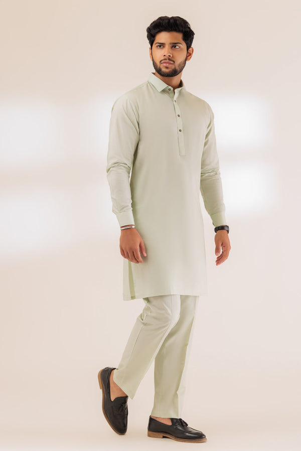 P-GREEN-BLENDED-KURTA PAJAMA TROUSER - (KSS23-065)