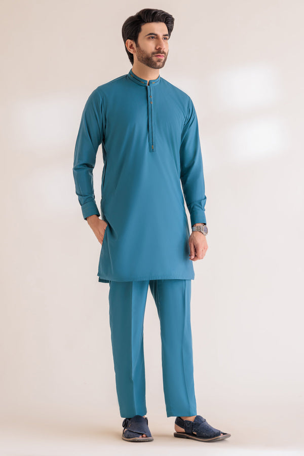 TEAL-BLENDED-KURTA PAJAMA TROUSER - (KSS24-004)