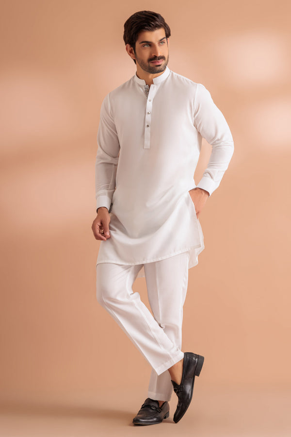 DOVE-RIBBED DOBBY-KURTA PAJAMA TROUSER - (KSS24-008)