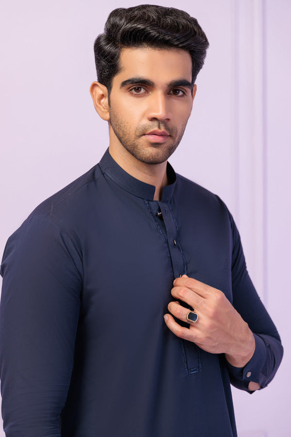 MN-BLUE-BLENDED-KURTA TROUSER - (KSS24-015)