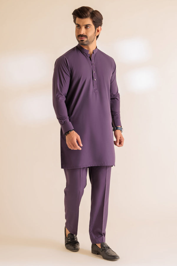 PURPLE-BLENDED-KURTA PAJAMA TROUSER - (KSS24-020)