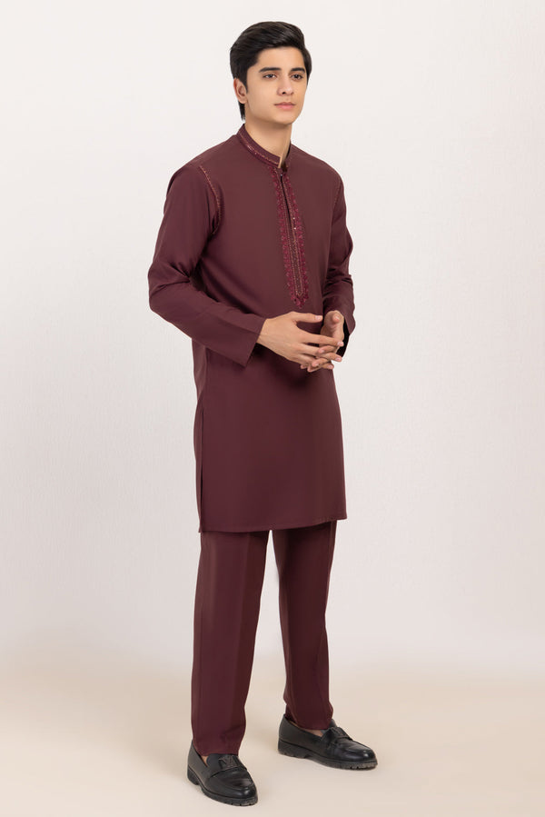 M-RED-BLENDED-KURTA TROUSER - (KSS24-041)