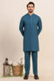 OX-BLUE-BLENDED-KURTA TROUSER - (KSS24-042)