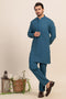 OX-BLUE-BLENDED-KURTA TROUSER - (KSS24-042)