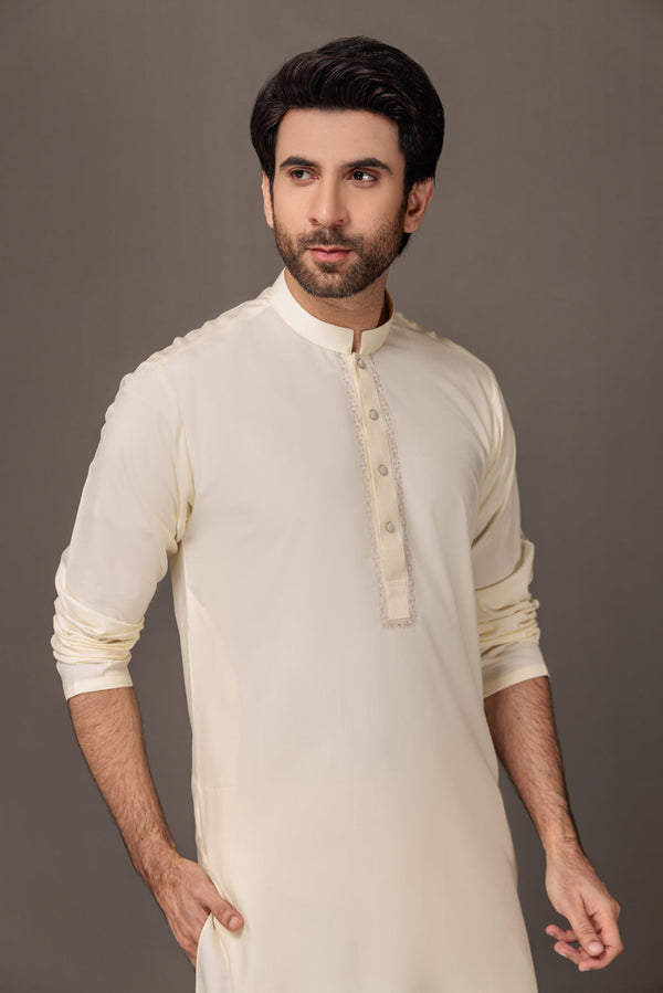 CREAM-BLENDED-KURTA SHALWAR - (KSW23-020)