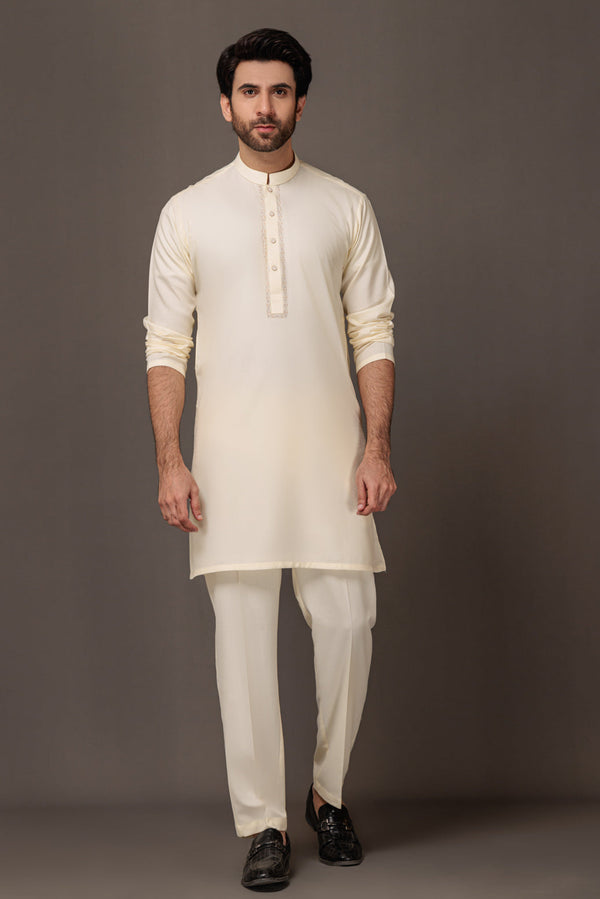 CREAM-BLENDED-KURTA SHALWAR - (KSW23-020)
