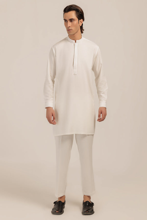 WHITE-BLENDED-KURTA TROUSER - (KSW24-022)