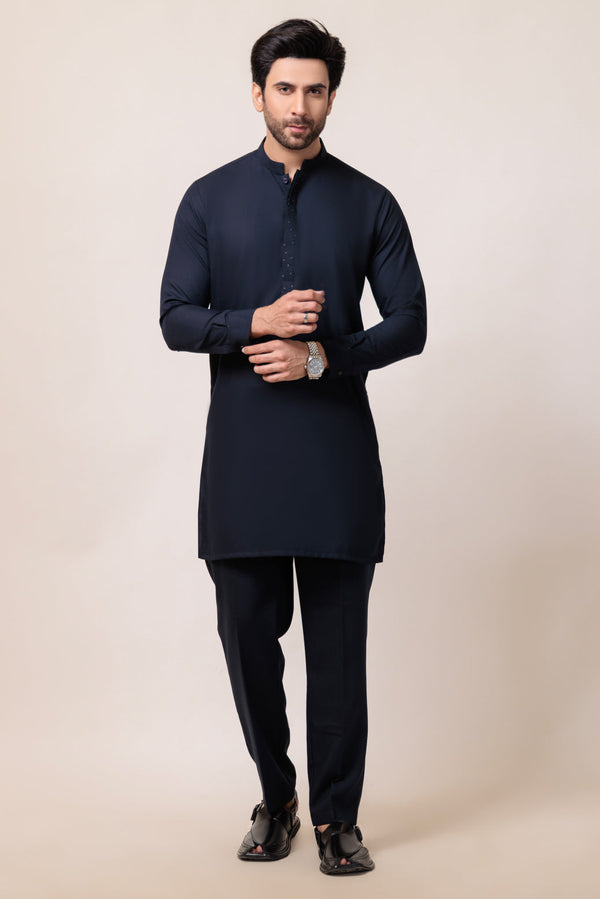 N-BLUE-BLENDED-KURTA TROUSER - (KSW24-023)