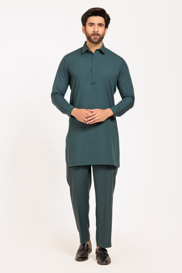 D-GREEN-BLENDED-KURTA TROUSER - (KSW24-026)