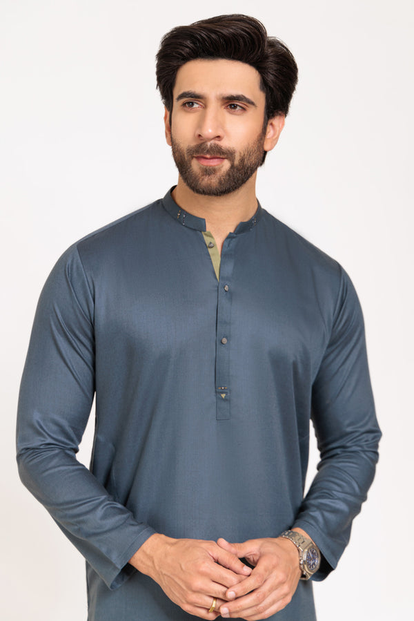 S-GREEN-BLENDED-KURTA TROUSER - (KSW24-029)