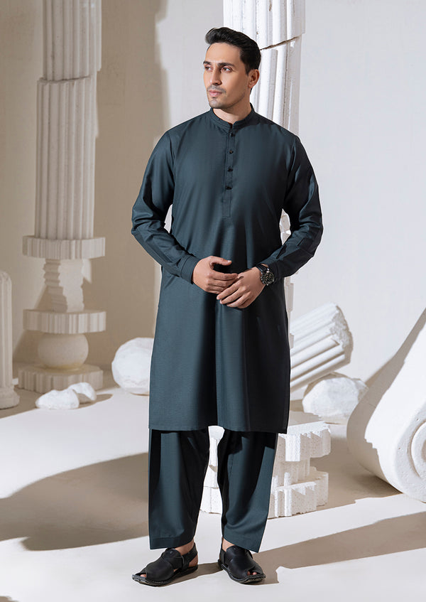 F-Green-Blended-Kurta Shalwar - (M25KSS1003)