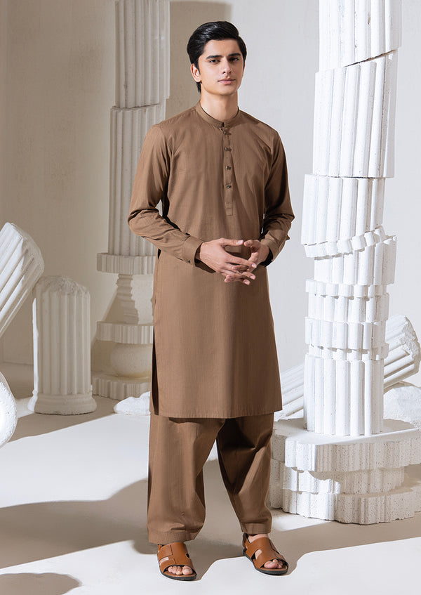 BROWN-COTTON FANCY-KURTA SHALWAR - (M25KSS1005)