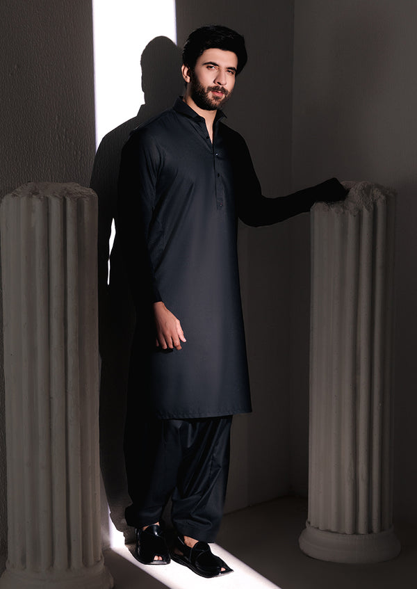 Black-Blended-Kurta Shalwar - (M25KSS1006)