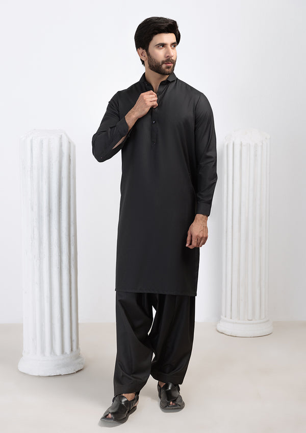 Black-Blended-Kurta Shalwar - (M25KSS1006)