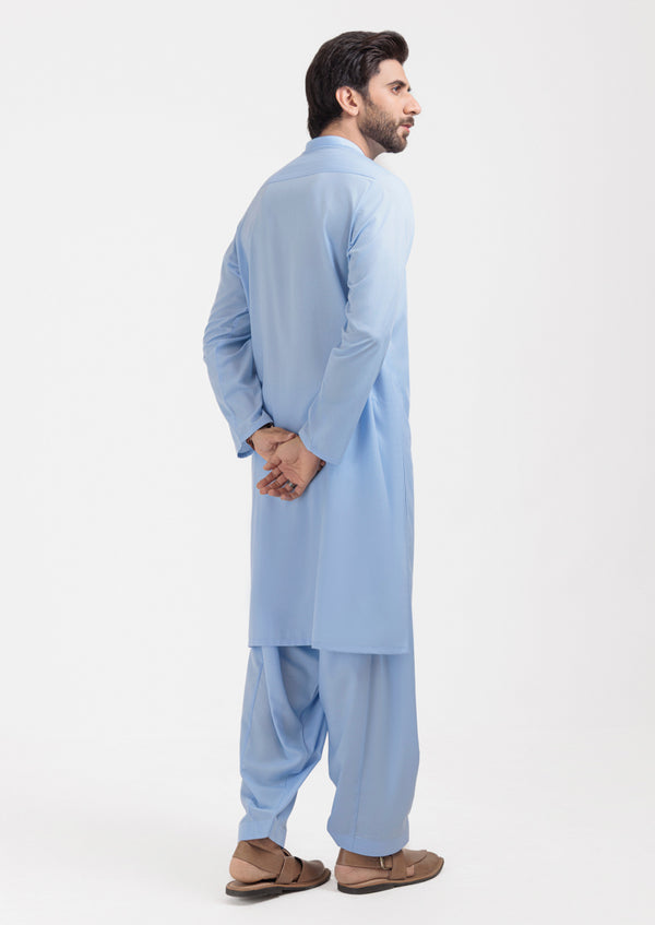 Sky-Blue-Blended-Kurta Shalwar - (M25KSS1017)