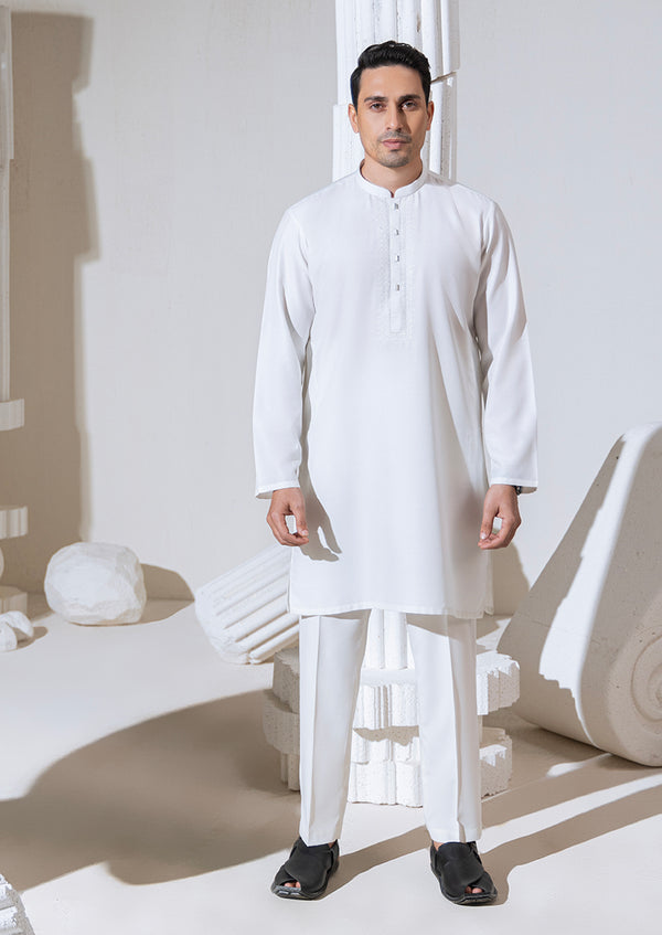 White-Blended-Kurta - (M25KUS1001)